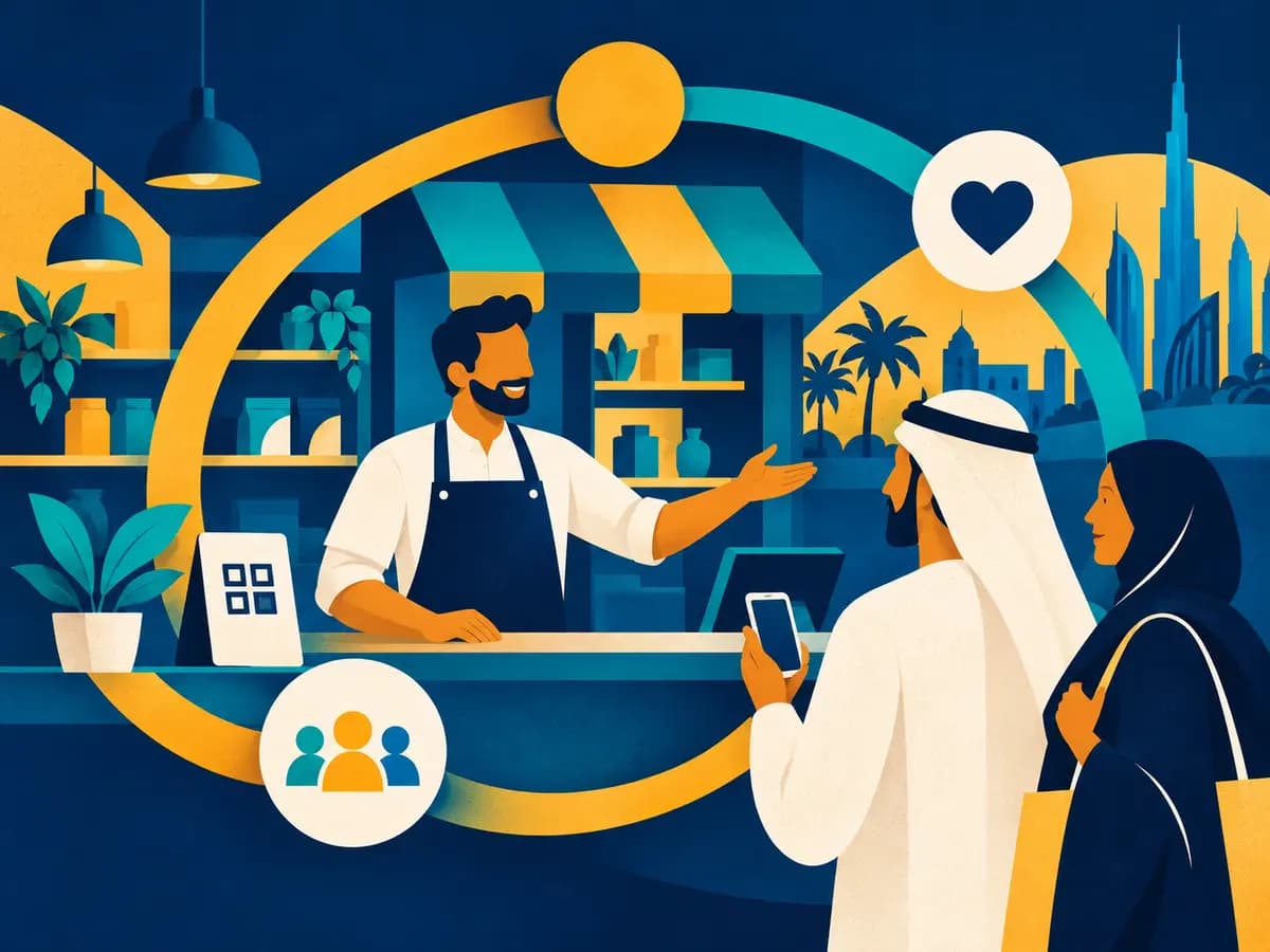 A merchant welcoming customers at a Loopzit-enabled shop